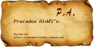 Preradov Aldán névjegykártya